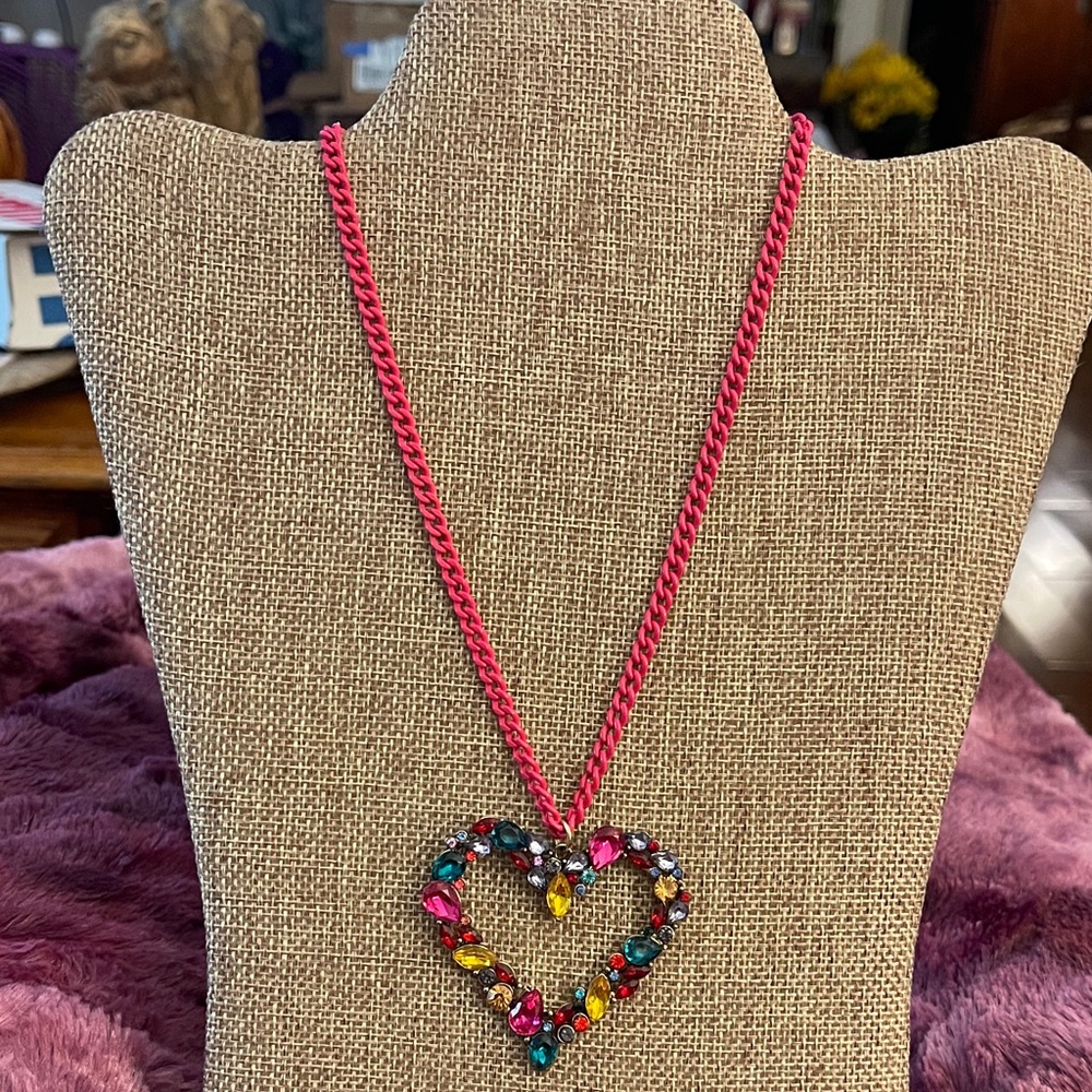 Vibrant Multicolor Heart Necklace - Picture 2 of 3